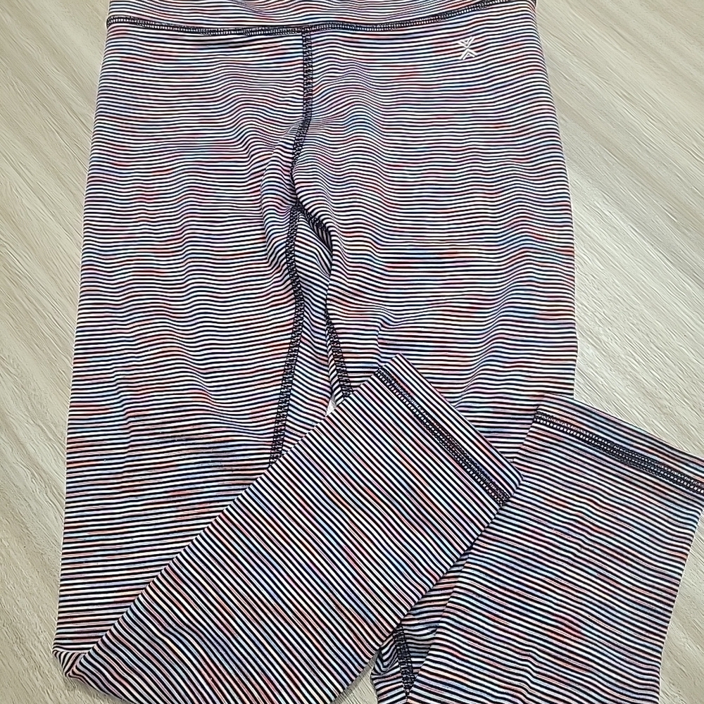 Xersion Clean Girl Ankle Leggings Girls Size 7/8 Rainbow Line Striped Quick-Dri